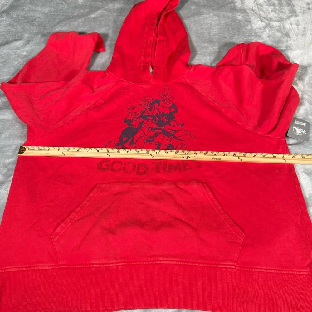 Disney Good Times Graphic Hoodie Mens XL Boxy Oversized Fit Washed Red NEW - Picture 6 of 8